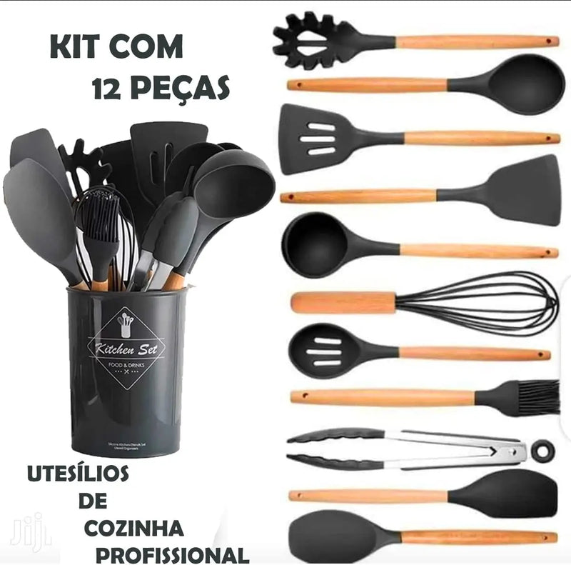 Kit de Cozinha 12 Pçs de Silicone Premium