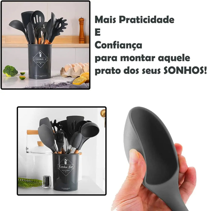 Kit de Cozinha 12 Pçs de Silicone Premium